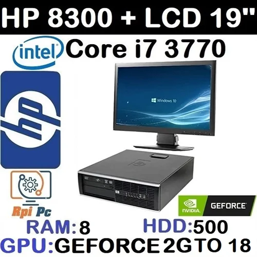 کامپیوتر کامل با مانیتور وارداتی HP Compaq Elite 8300 با پردازشگر Core i7 نسل سوم رم8 هارد500 گرافیک GEFORCE 2G