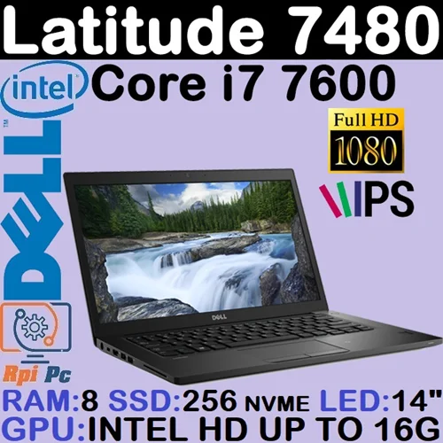 لپ تاپ استوک دل DELL LATITUDE 7480 | Core i7-7600 | RAM 8 | SSD 256