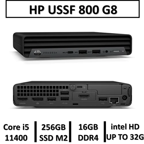 کامپیوتر استوک تین کلاینت اچ پی نسل یازدهم HP ELITEDESK G8 USSF TINY CORE i5 114000 RAM16 SSD256 M2