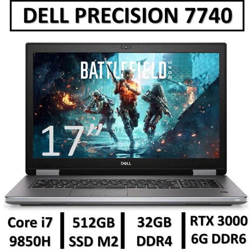 لپ تاپ استوک دل مدل LAPTOP DELL PRECISION 7740 | INTEL CORE i7-9850H | 32 GB RAM DDR4 | 512GB SSD M2 | 17"4 FHD | NVIDIA QUADRO RTX 3000 6GB DDR6