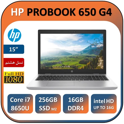 لپ تاپ اچ پی پروبوک استوک مدل HP PROBOOK 650 G4/Core i7 8650U/16GB/256GB SSD