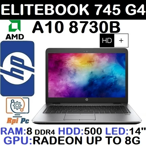 لپ تاپ استوک وارداتی HP 745 G4 با پردازشگر A10 رم8 گرافیک AMD 512M با LED 14