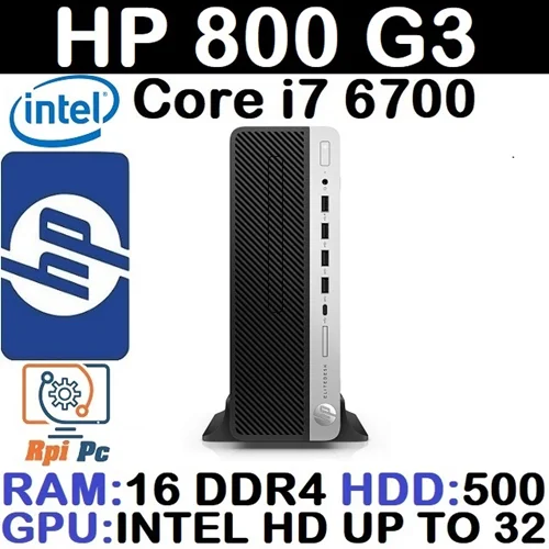 کیس استوک وارداتی HP 800 G3 با پردازشگر Core i7 نسل 6 رم 16DDR4 هارد500 گرافیک اینتل مجتمع 32G