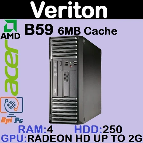 کیس استوک Acer Veriton با پردازشگر AMD B59 رم 4DDR3 هارد 250 گرافیک Radeon 4250