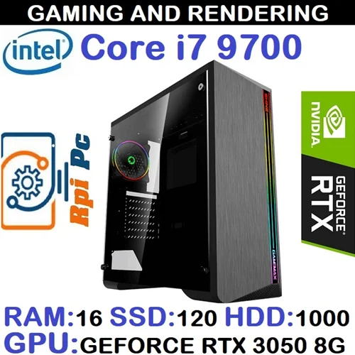سیستم گیمینگ رندرینگ آکبند یکسال گارانتیGAMING PC CORE i7 9700F | RAM 16 | RTX 3050