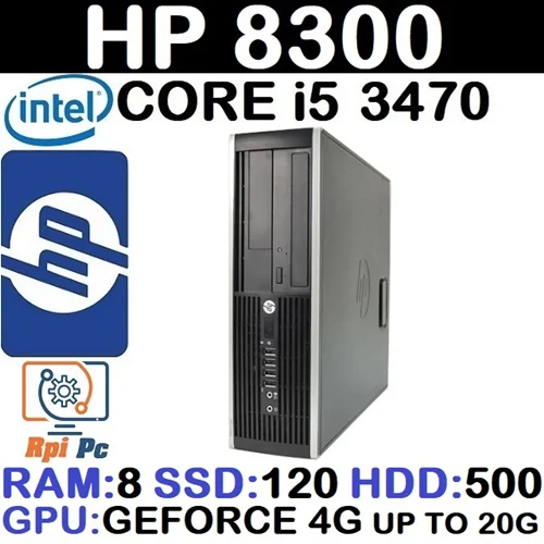کیس استوک وارداتی HP 8300 با پردازشگر Core i5 نسل 3 رم 8DDR3 هارد 500G + SSD 120G گرافیک GEFORCE 4G
