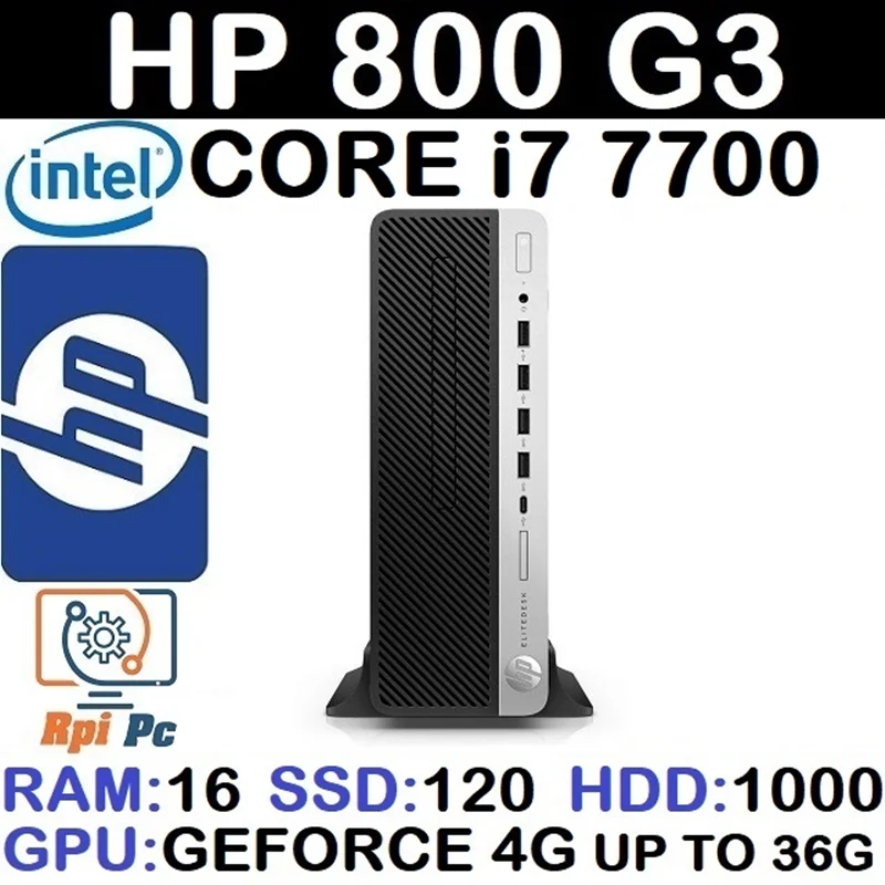 کیس استوک وارداتی HP EliteDesk 800 G3 با پردازشگر Core i7 نسل 7 رم16DDR4 هارد 1000G + 120G گرافیک GEFORCE 4G