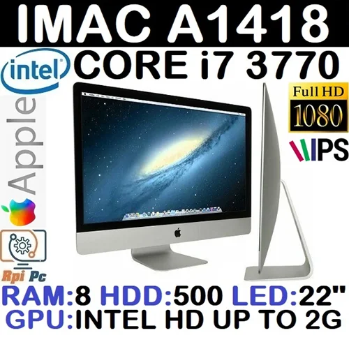 آل این وان استوک وارداتی اپل 22 اینچ مدل IMAC A1418 با کیفیت FULL HD با پردازشگر CORE i7 نسل3 رم8 گرافیک اینتل مجتمع 2G